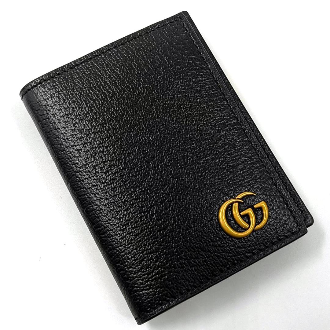 未使用級✨️袋付　グッチ カードケース パスケース 名刺入 GG マーモント 黒