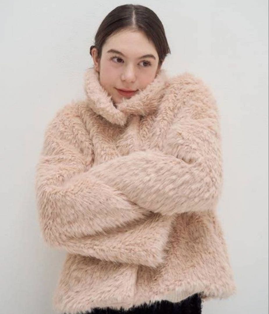 muguet volume fake fur coat ピンク