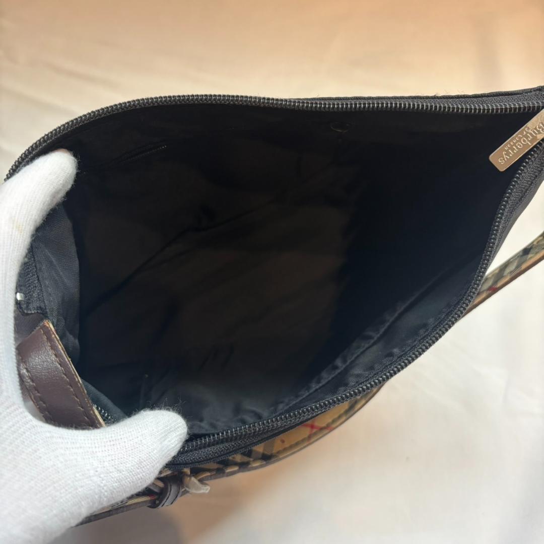 バーバリー ナイロン ハンドバッグ ノバチェック 黒 ワンショルダー