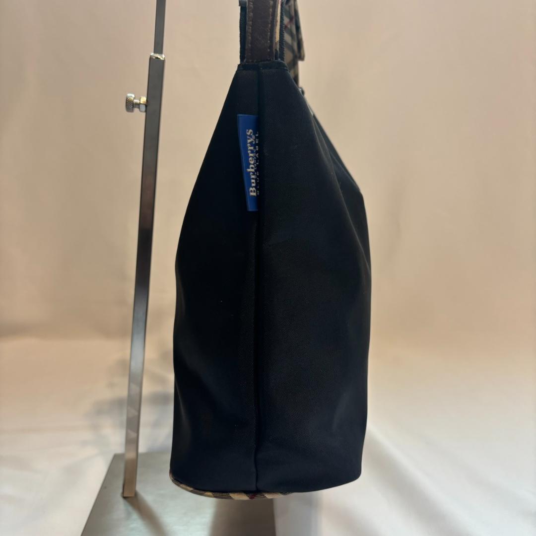 バーバリー ナイロン ハンドバッグ ノバチェック 黒 ワンショルダー