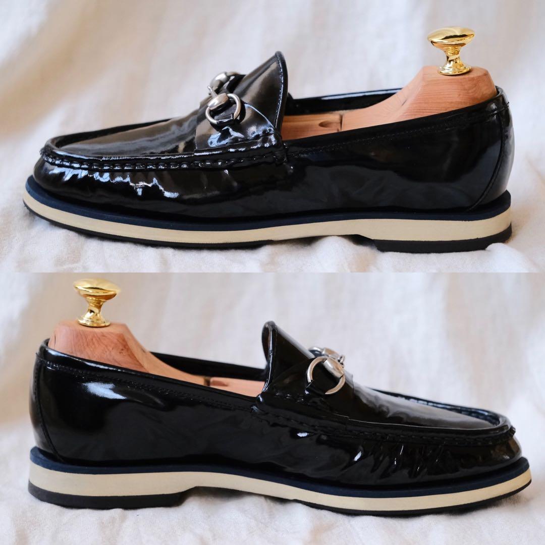 GUCCI グッチ ブラックパテントホースビットローファー35C