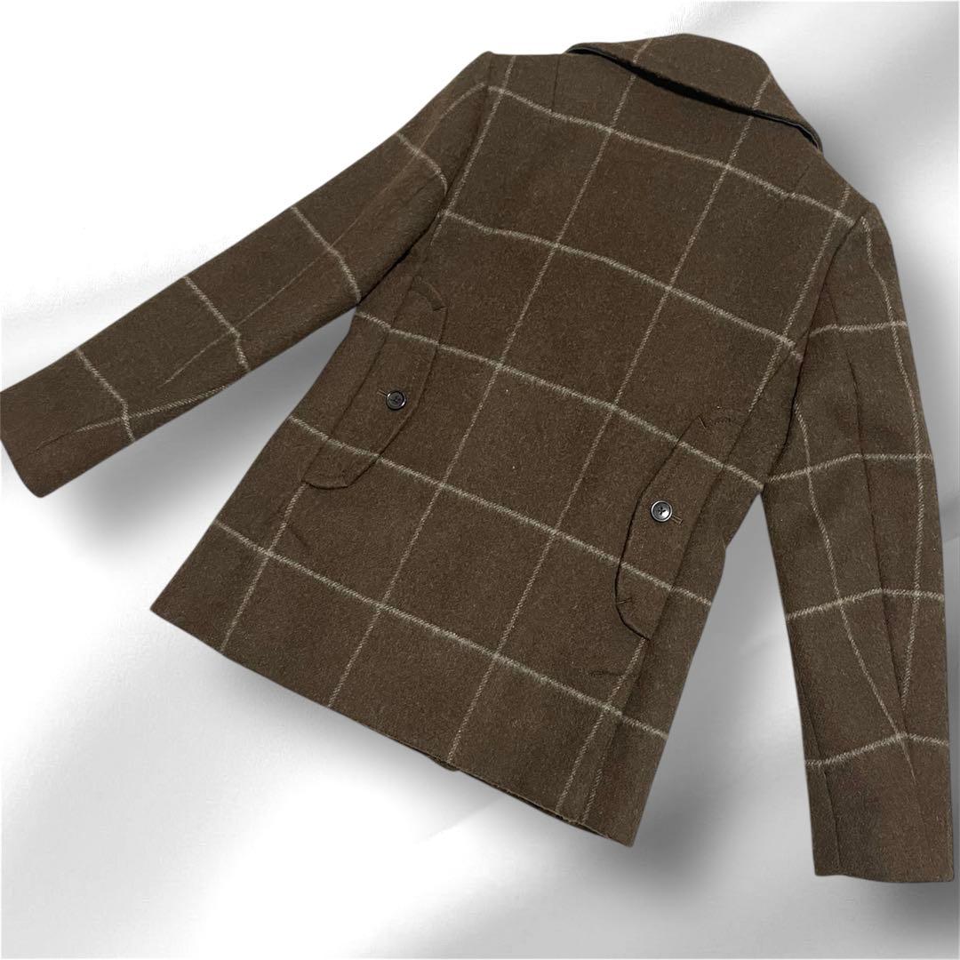 COACH コーチ ウール メルトン Pコート ダブル ウインドウペン　XS