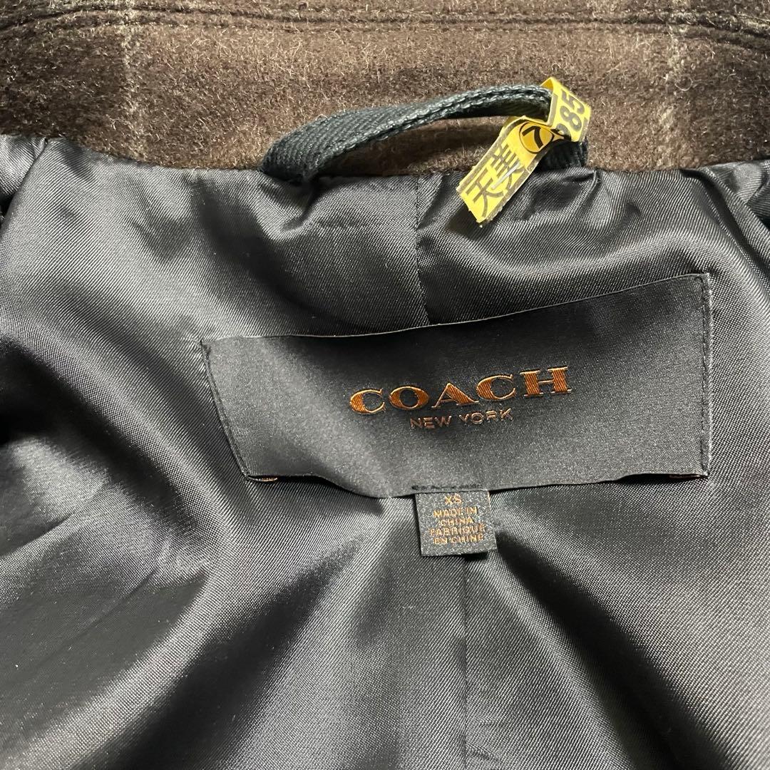 COACH コーチ ウール メルトン Pコート ダブル ウインドウペン　XS