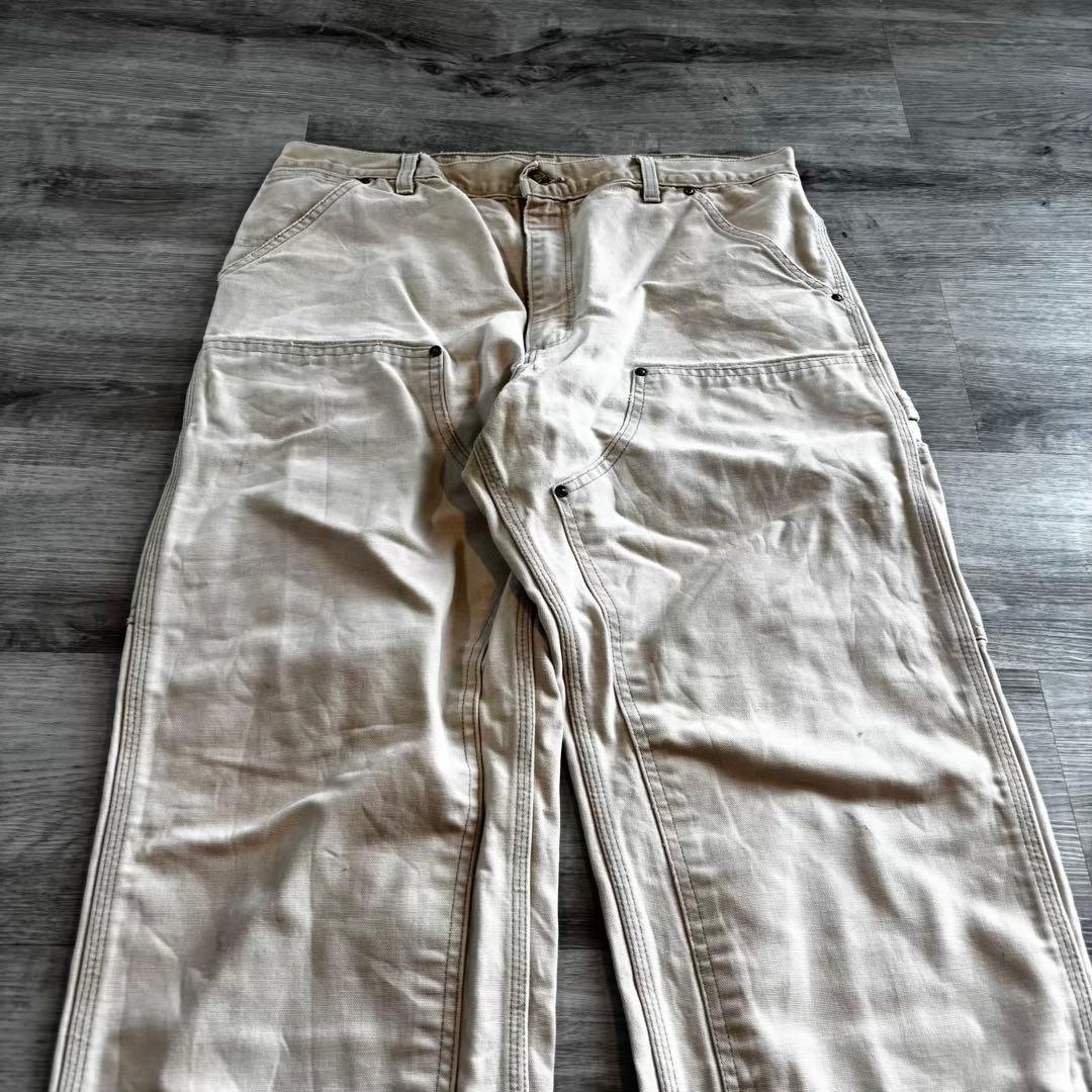 【USA製カーハートダブルニーペインターパンツ B01 W36フェード茶#620