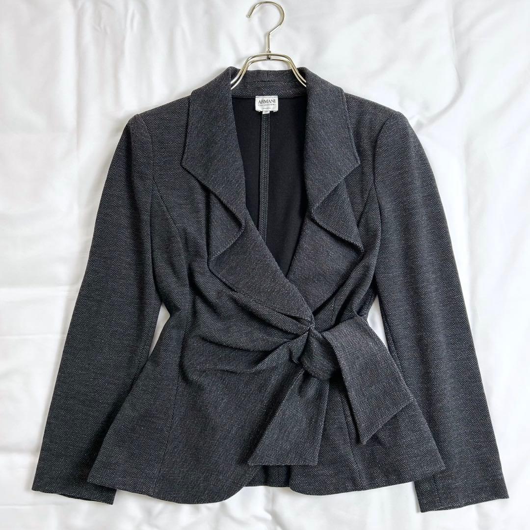 美品　アルマーニコレツィオーニ　ヘリンボーン　デザインリボン　セット　40