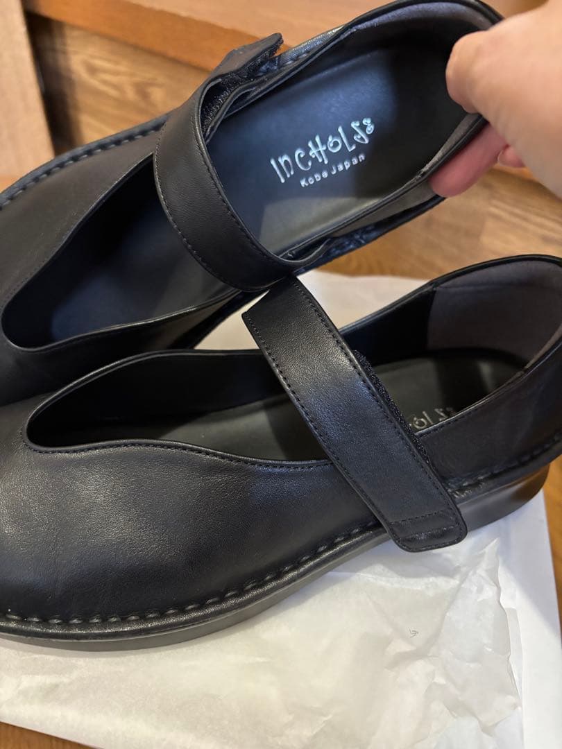 1月中SALE！インコルジュ　きれいめストラップシューズ　本革　ブラック