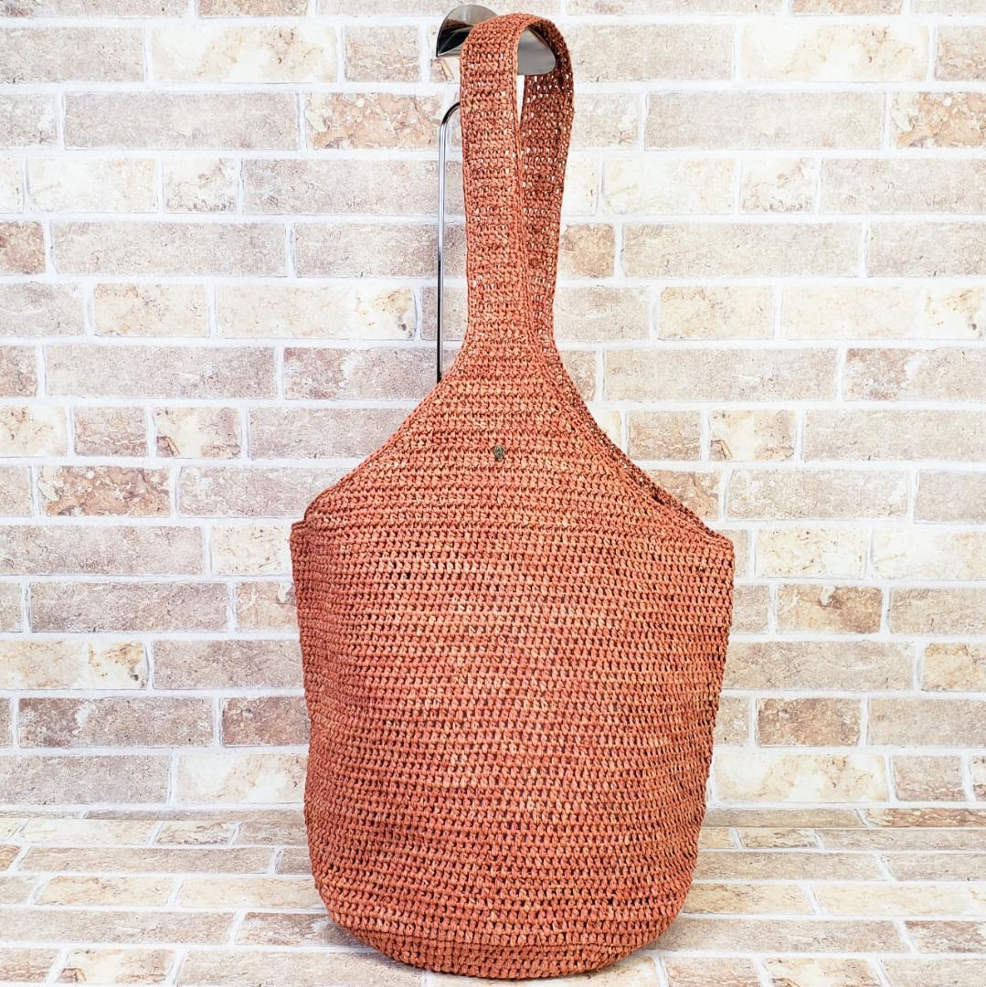 ヘレンカミンスキー ☆ ラフィア ワンショルダーバッグ カゴバッグ オレンジ