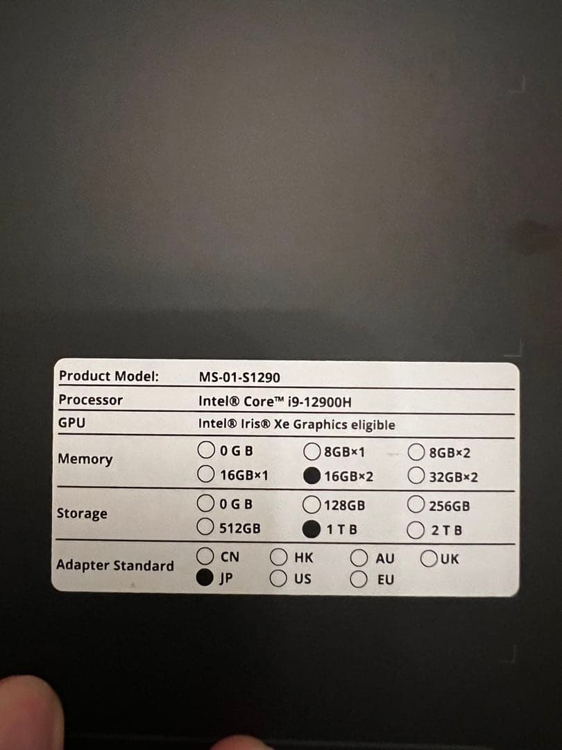 ミニPC Minisforum MS-01