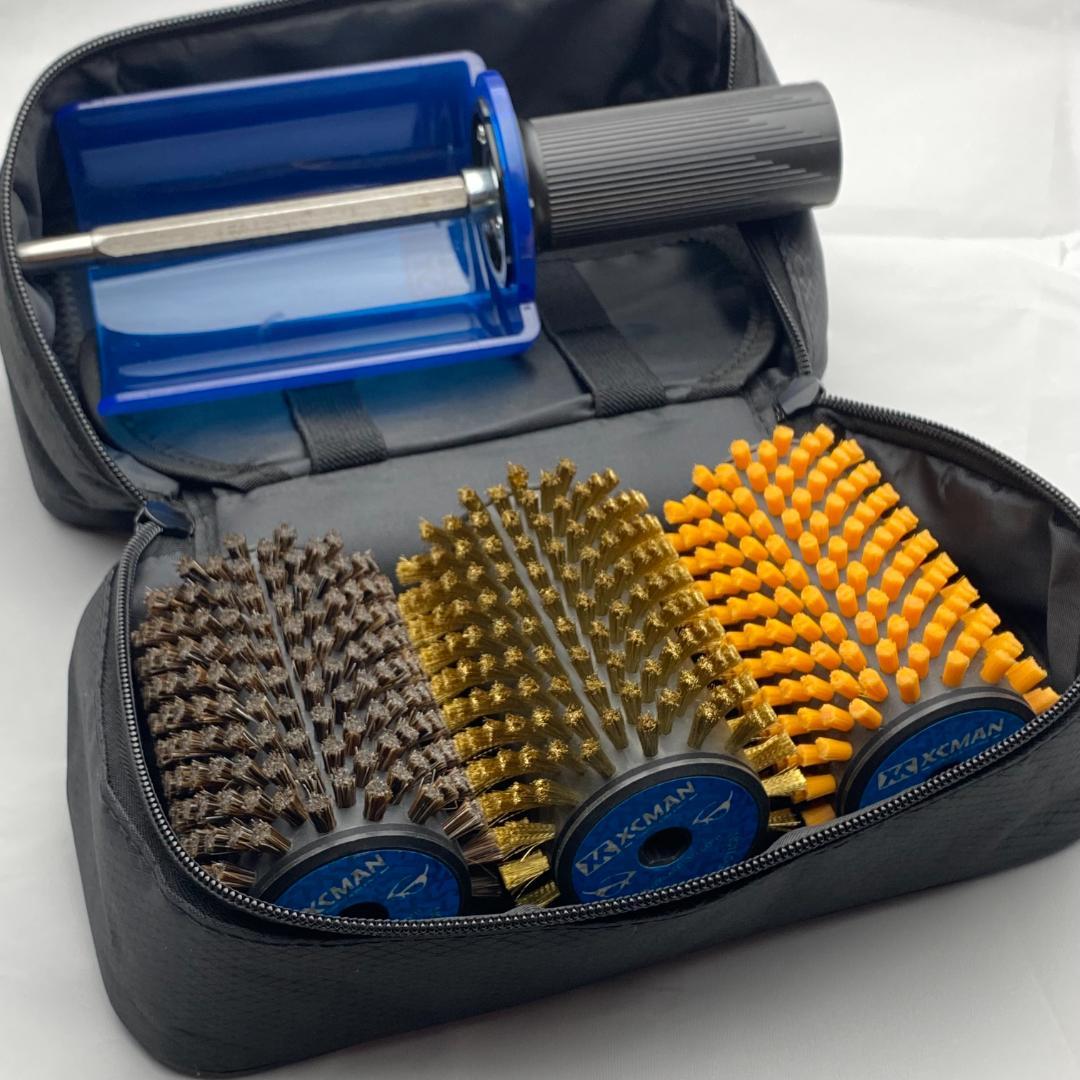 ロトブラシ3点セット（馬毛・ブロンズ・ナイロン）＋ハンドル・キャリーバッグ