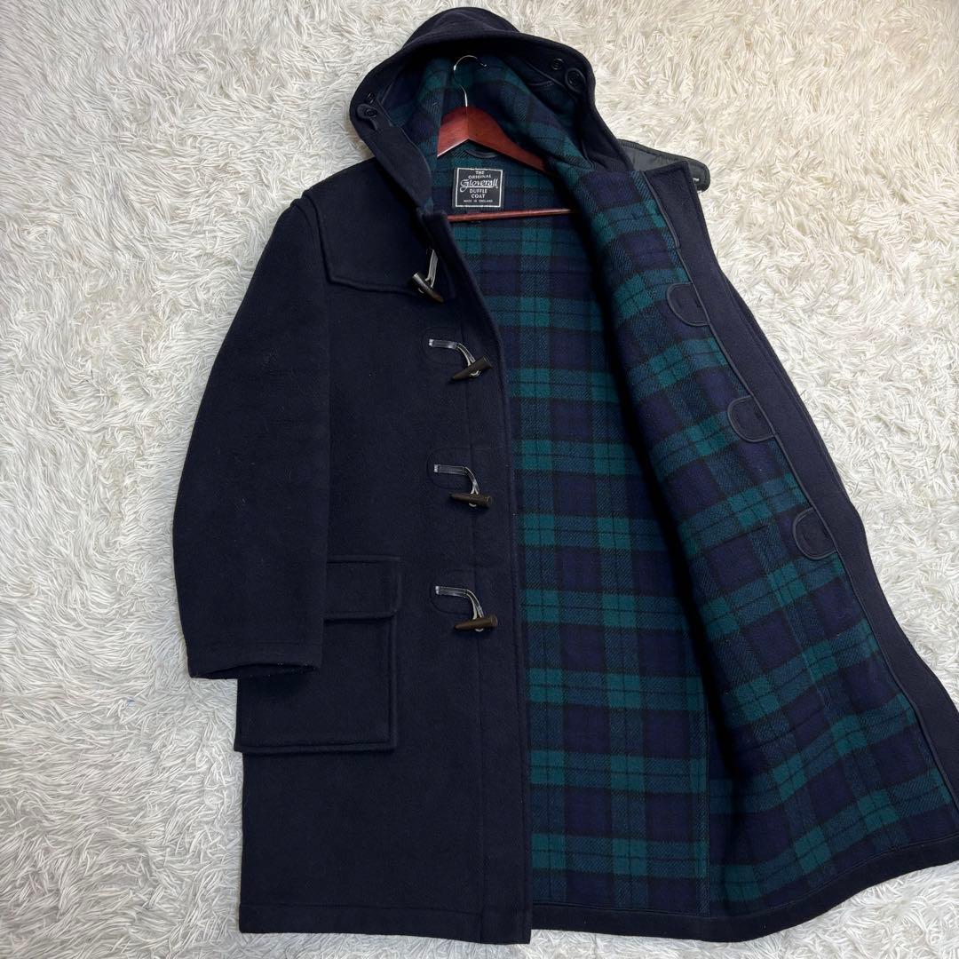 美品✨グローバーオール ダッフルコート 英国製 チェック ブラック 40 L