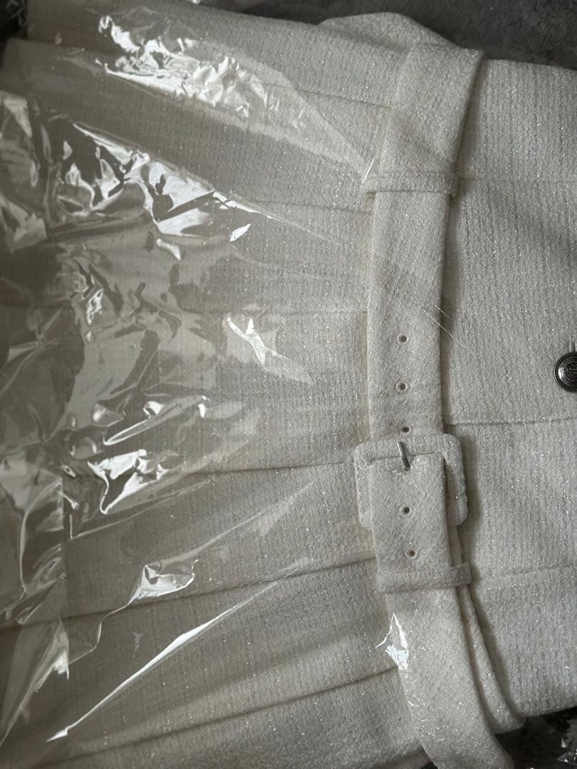 Darich ダーリッチ ボックスプリーツツイードミニワンピース ホワイトFL