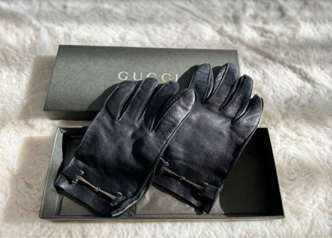す*ん様 美品✨GUCCI レザー 手袋 グローブ レディース ブラック