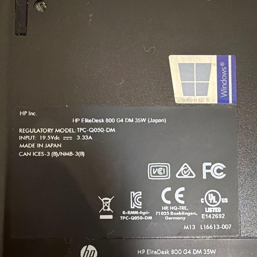 【動作確認済】【SSDなしジャンク】HP EliteDesk 800 G4