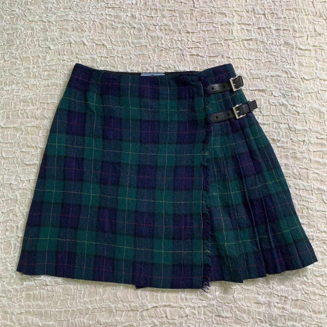PRADA プラダ　チェック プリーツ ミニスカート サイズ40