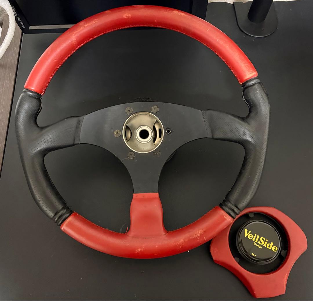 ジャンク　veilside レッド　ステアリング リング、ボルト欠品あり　当時物
