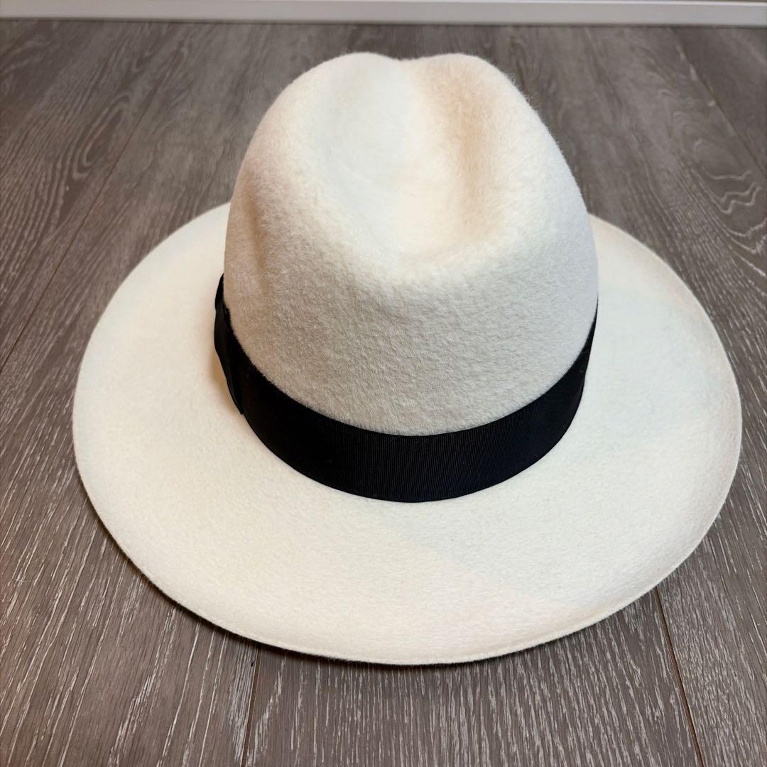 WACKO MARIA ホワイトフェルトハット ブラックリボン