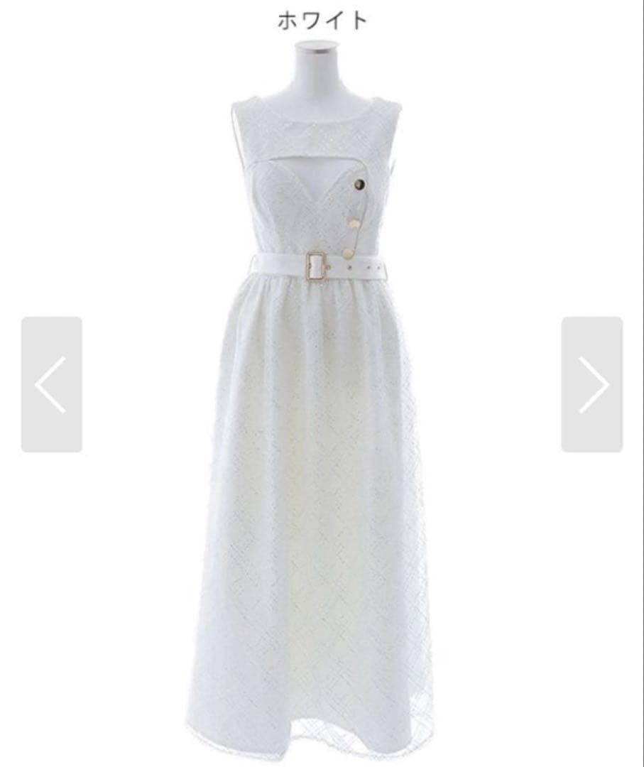sifeel ホワイトロングドレス スリーブレス ベルト付き