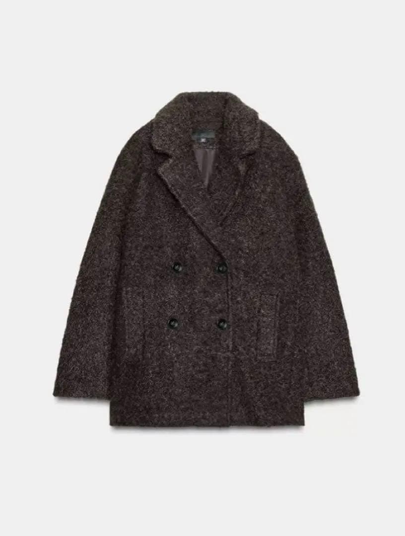 ZARA ブークレダブルブレストミディ丈コート新品未使用タグ付き