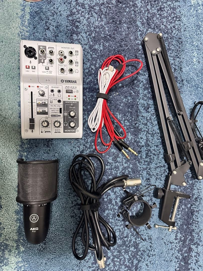 配信セット　AG03、AKG P120、マイクスタンド・ケーブルセット