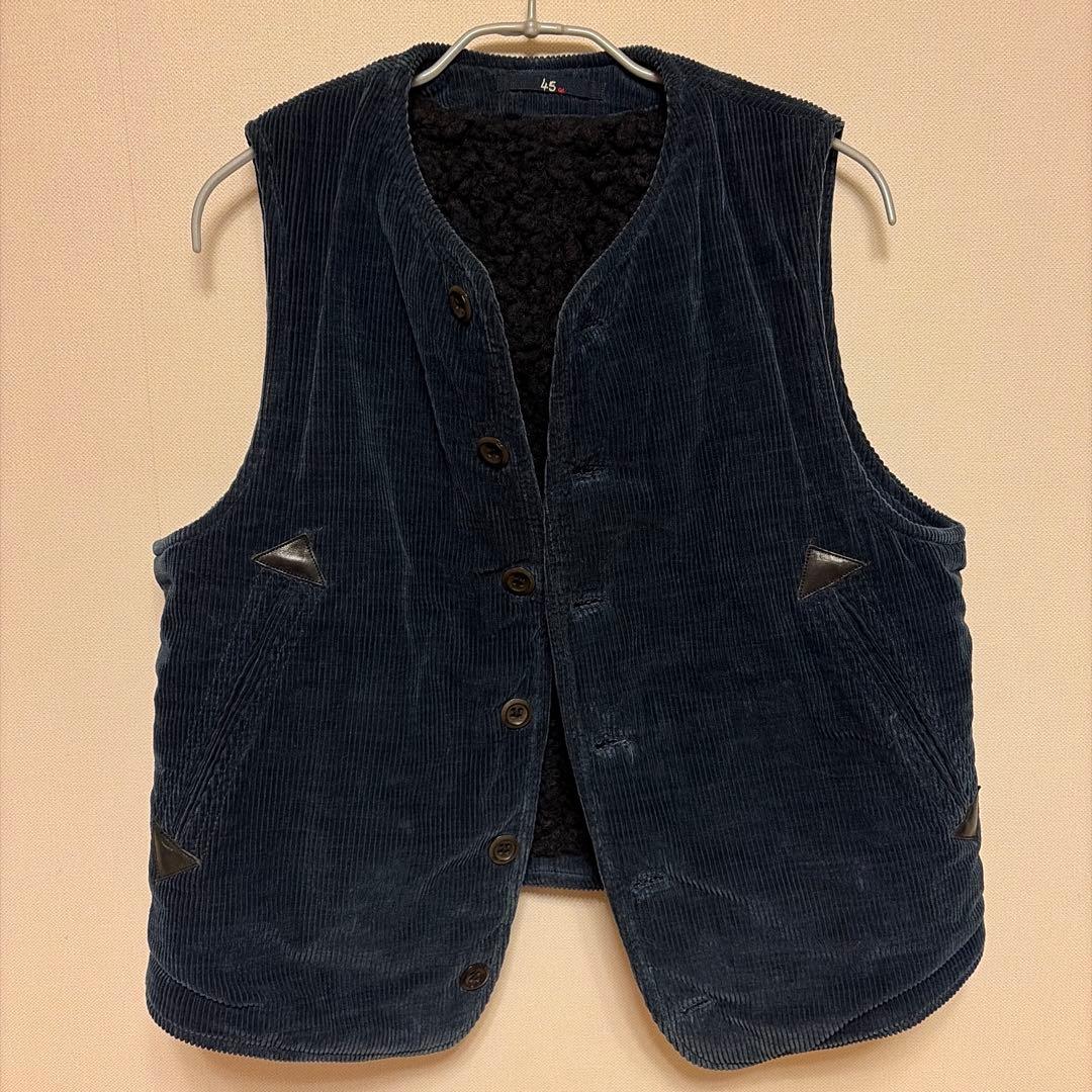 45R 45rpm コーデュロイ ボア ベスト ネイビー M サイズ3