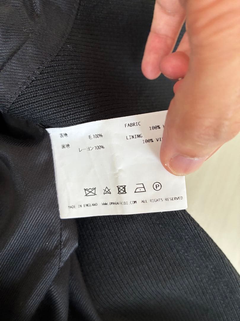 omar afridi オーバーサイズ　フード付き黒ウールコート