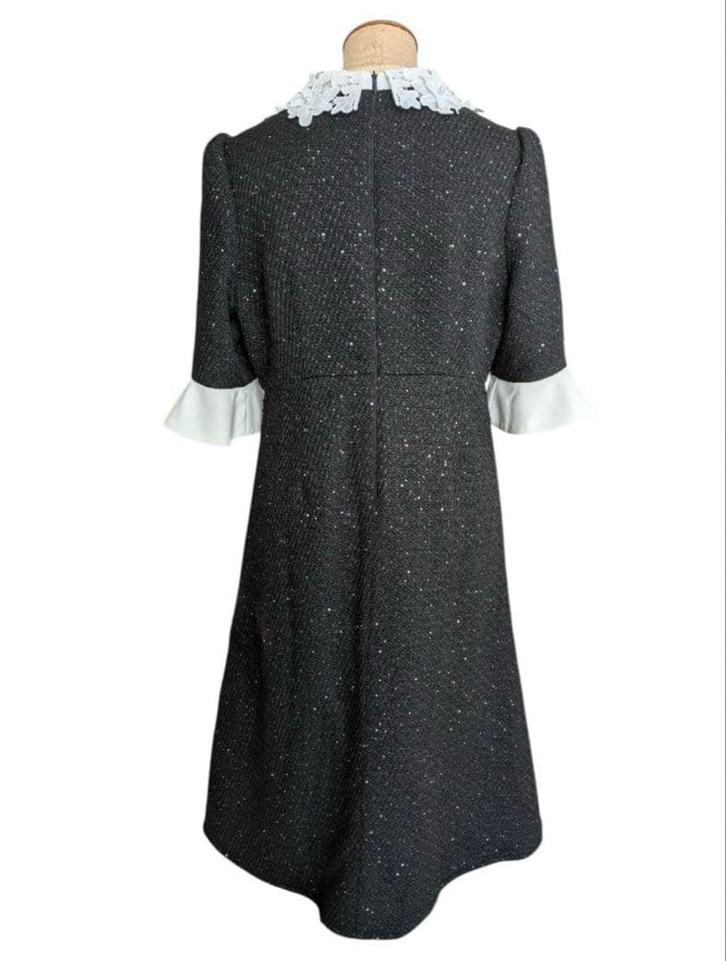 美品✨️Leja 花柄レースカラースパンコール刺繍Aラインフレアドレスワンピース