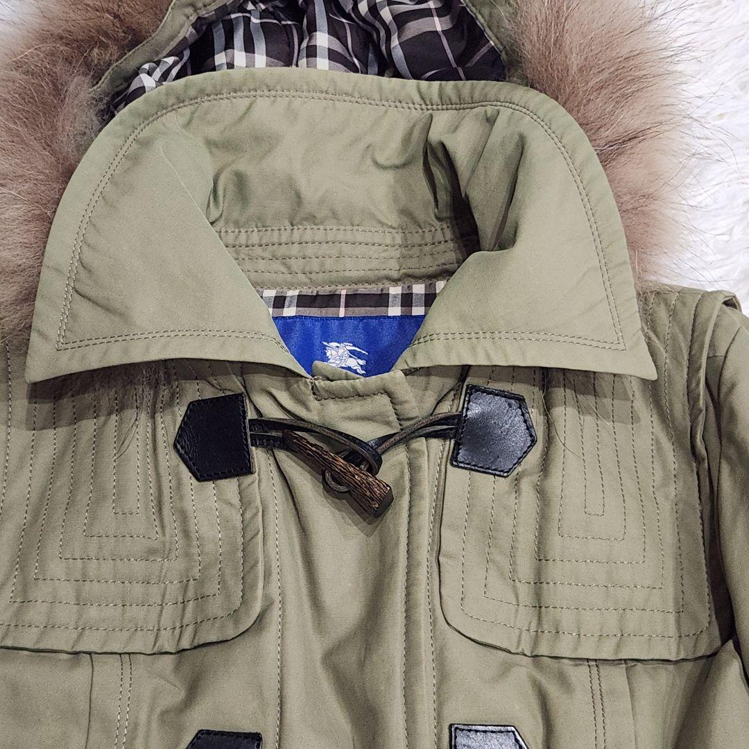 バーバリーブルーレーベル❣️モッズコート　40　カーキ　バーバリーチェック