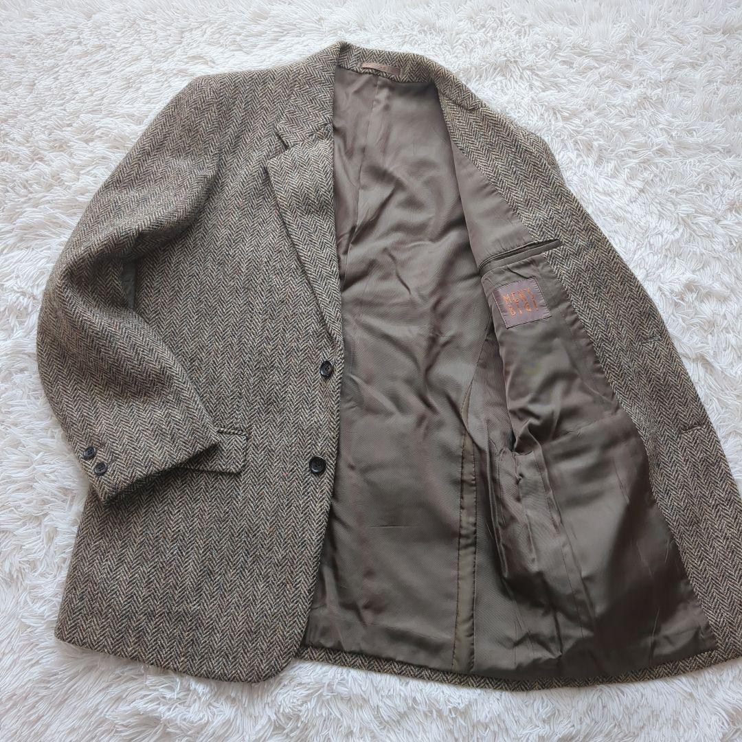 メンズビギ ハリスツィード テーラードジャケット ヘリンボーン L マルチカラー
