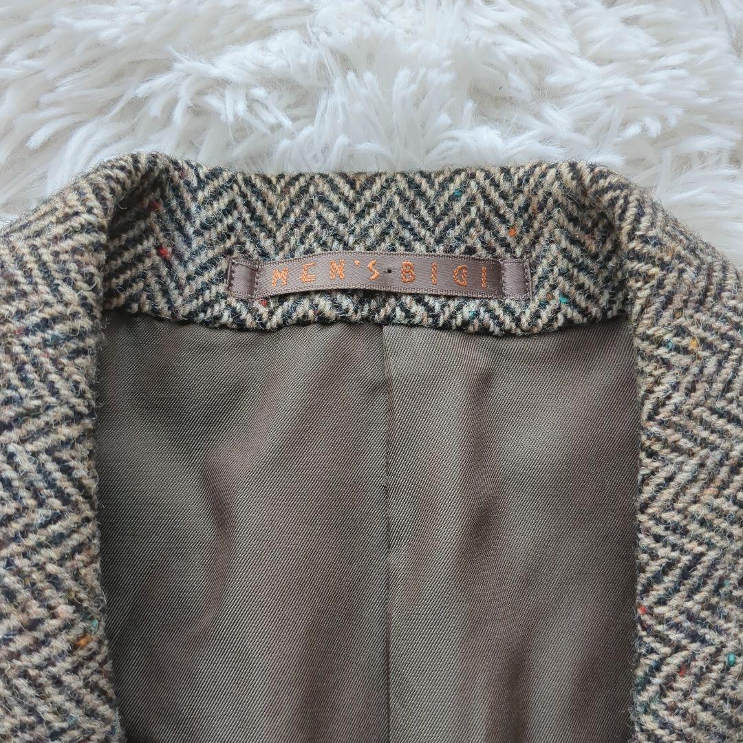 メンズビギ ハリスツィード テーラードジャケット ヘリンボーン L マルチカラー