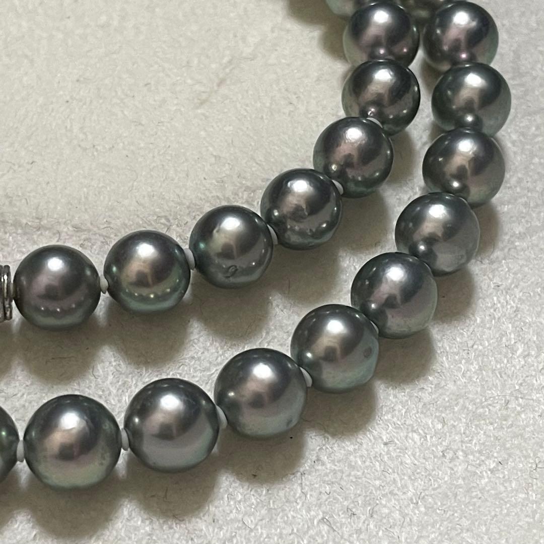 【テリ強✨美品】 あこや真珠 ネックレス 7.5-8.0 パール グレー 本真珠