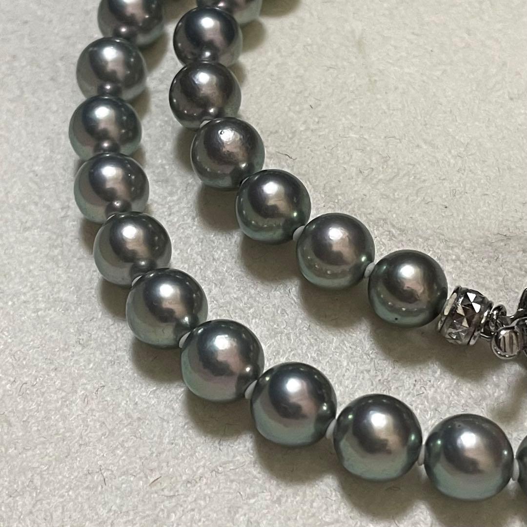 【テリ強✨美品】 あこや真珠 ネックレス 7.5-8.0 パール グレー 本真珠