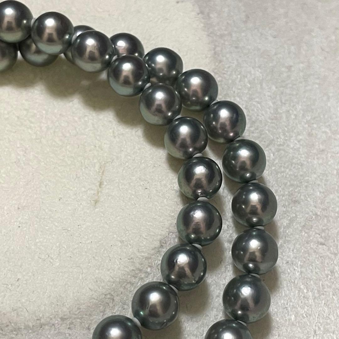 【テリ強✨美品】 あこや真珠 ネックレス 7.5-8.0 パール グレー 本真珠