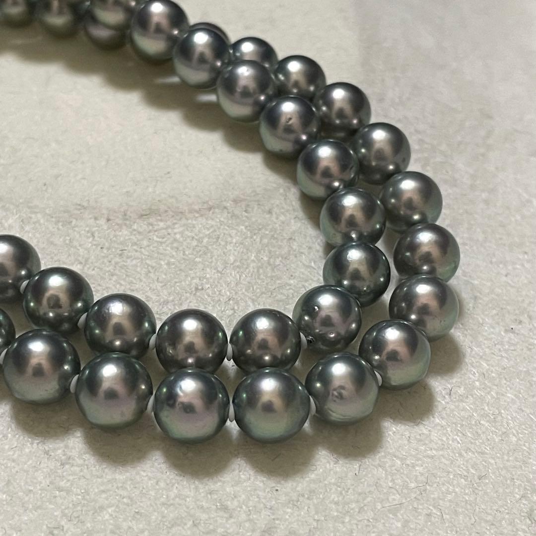 【テリ強✨美品】 あこや真珠 ネックレス 7.5-8.0 パール グレー 本真珠