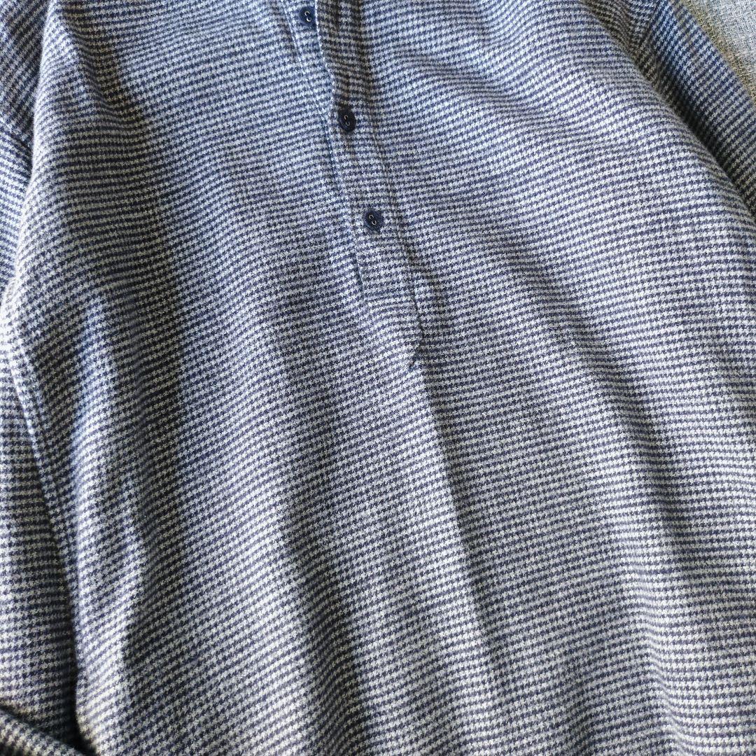 45R　フランネルシャツチュニック　フレアシルエット　千鳥格子　ゆったり　日本製