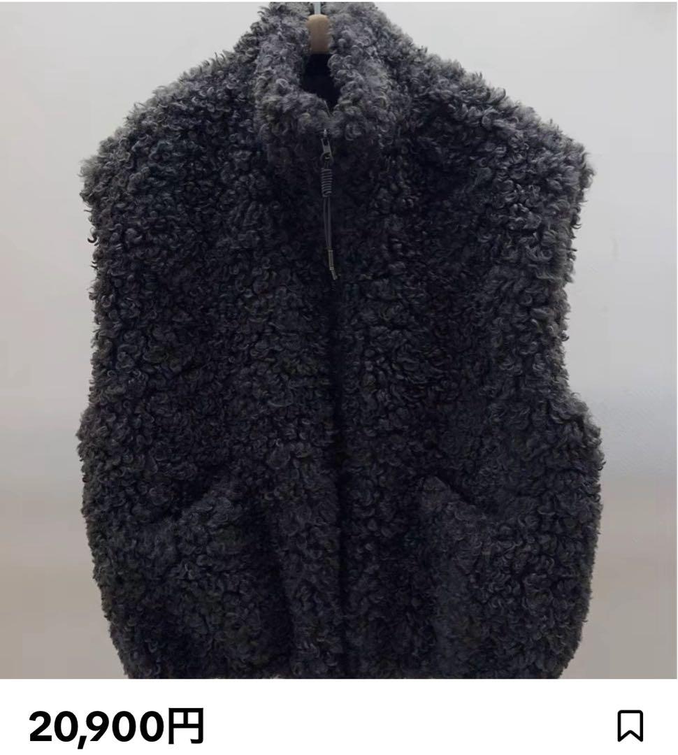 Mal. チャコール　ジップアッププードルファーベスト