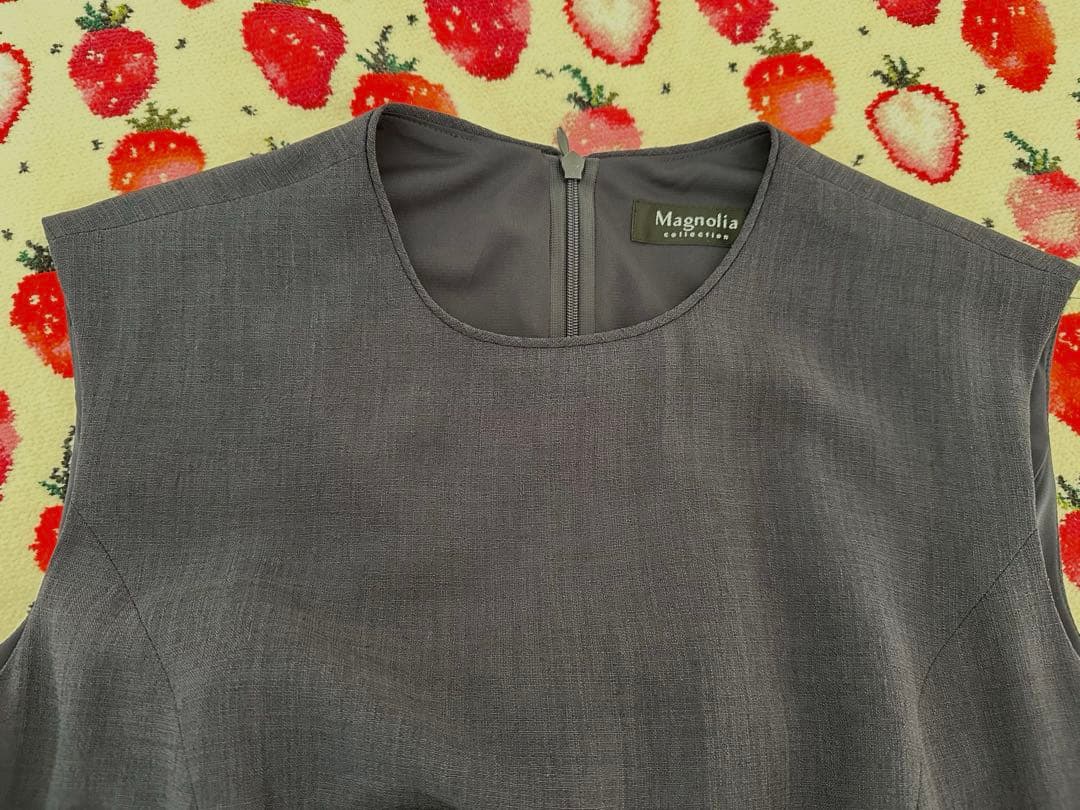 マグノリアコレクション リネン風サマードレス　マキシ丈　ネイビー　40