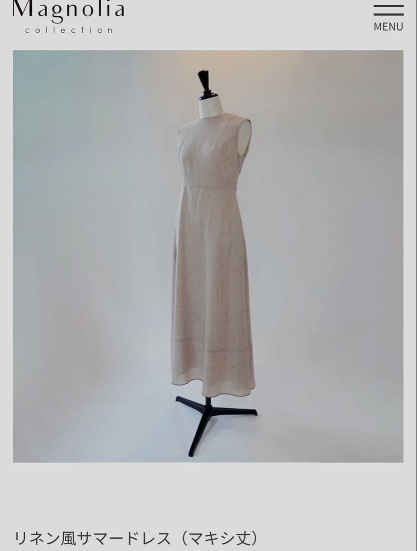 マグノリアコレクション リネン風サマードレス　マキシ丈　ネイビー　40