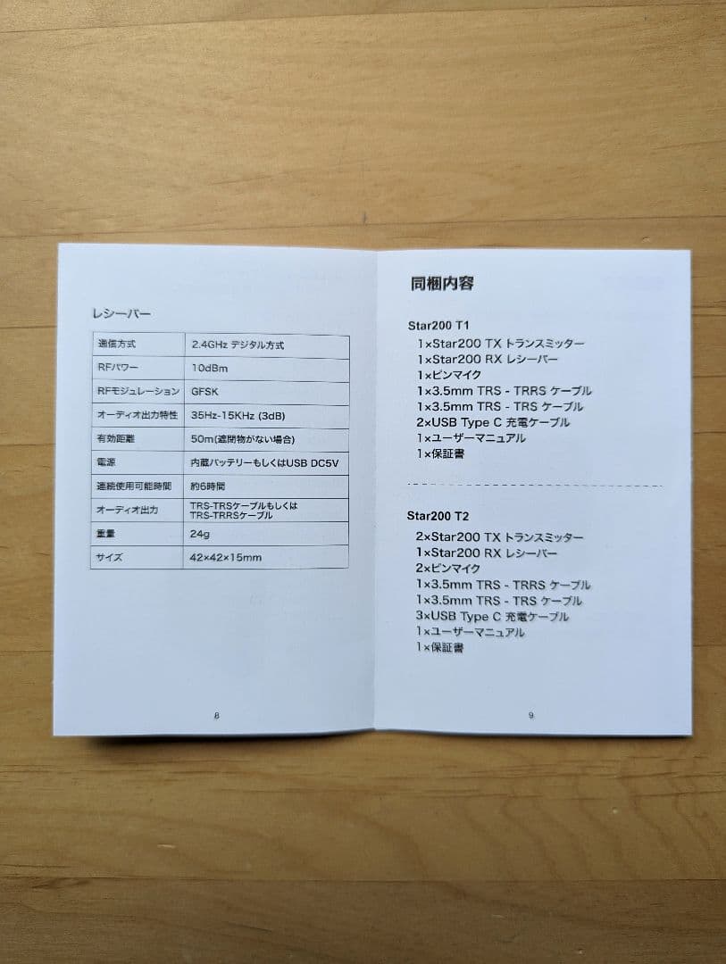 CaTeFo ワイヤレスピンマイク Star 200 T1