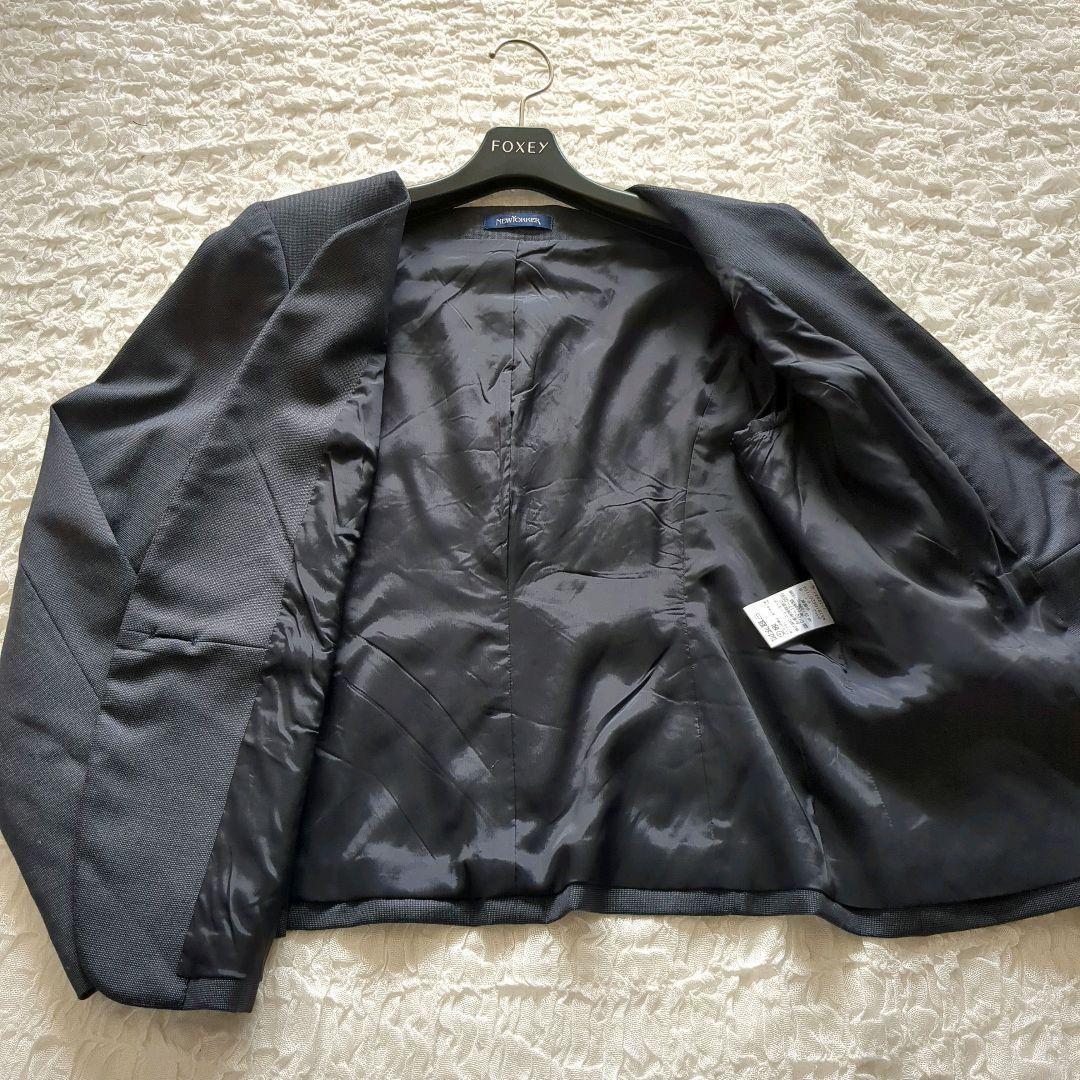 美品✨ニューヨーカー　スーツ　13号　シルク混　ネイビー　セットアップ