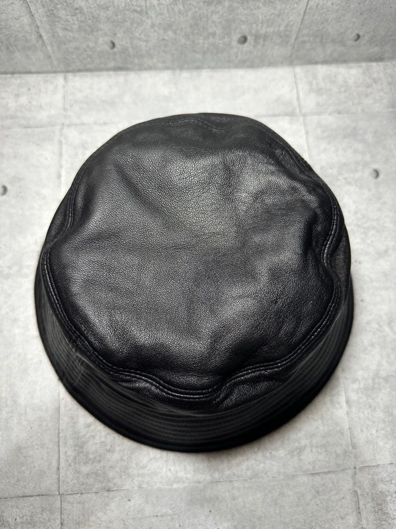 美品　COACH ブラック レザー　バケットハット M