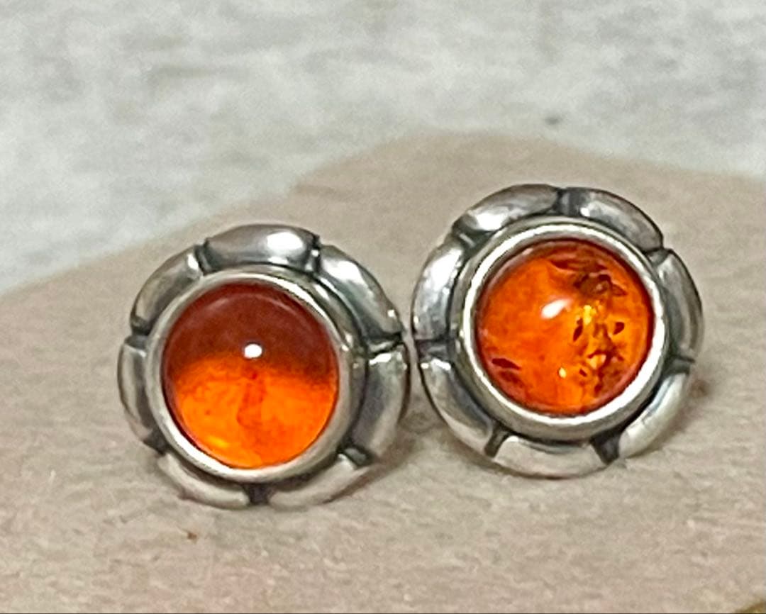   琥珀ピアス ジョージジェンセン シルバー925 希少