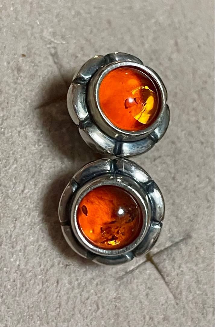   琥珀ピアス ジョージジェンセン シルバー925 希少
