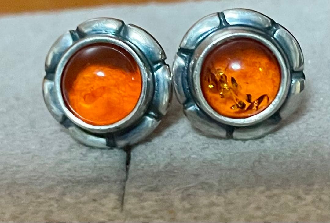   琥珀ピアス ジョージジェンセン シルバー925 希少