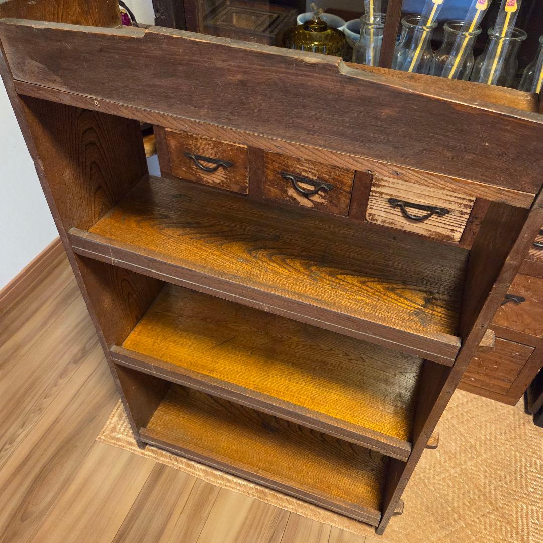 レトロ　古い本棚　楔本棚　古家具　オープンラック　楔棚