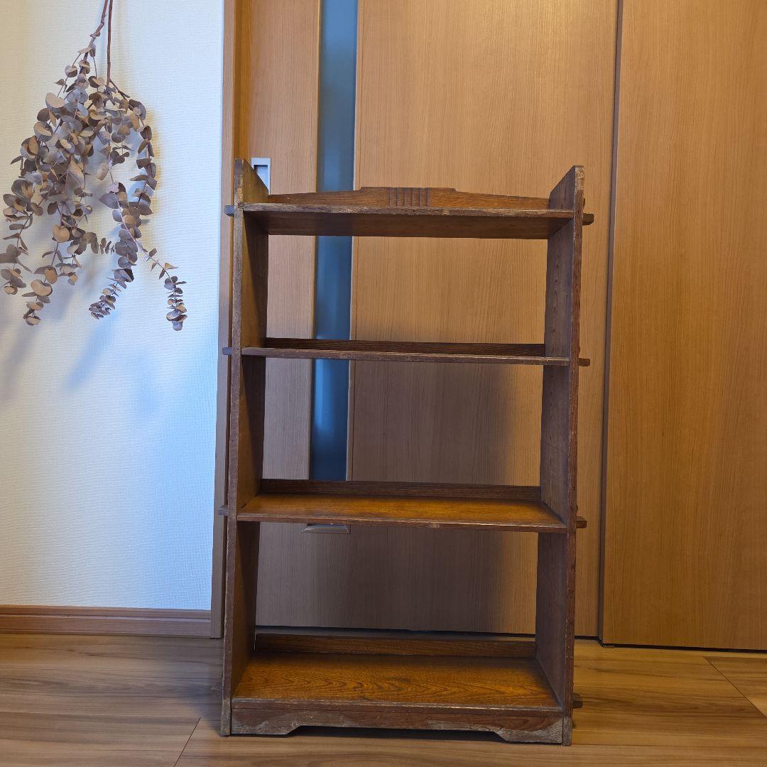 レトロ　古い本棚　楔本棚　古家具　オープンラック　楔棚
