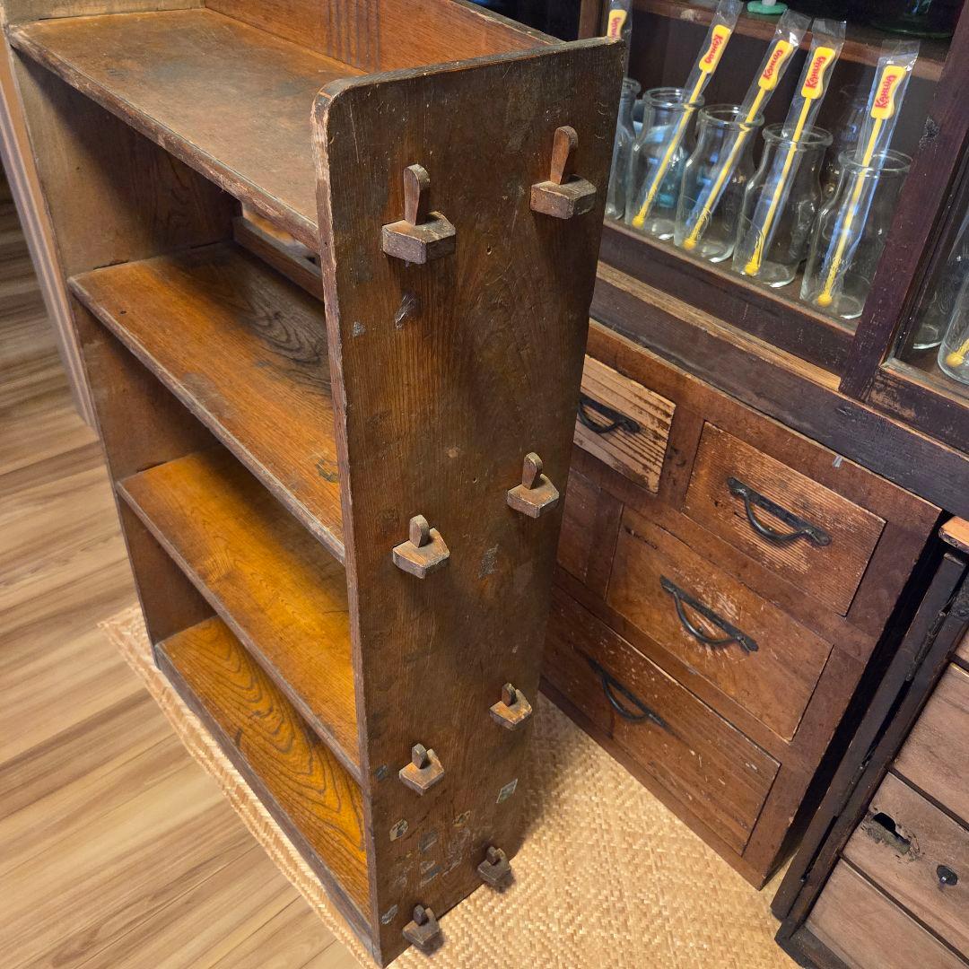 レトロ　古い本棚　楔本棚　古家具　オープンラック　楔棚