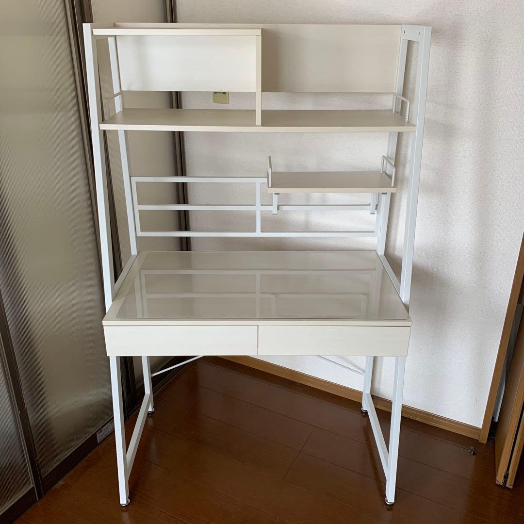 【完成品】ニトリ　省スペースデスク　ホワイトウォッシュ