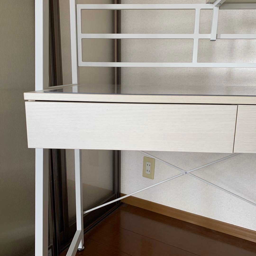 【完成品】ニトリ　省スペースデスク　ホワイトウォッシュ