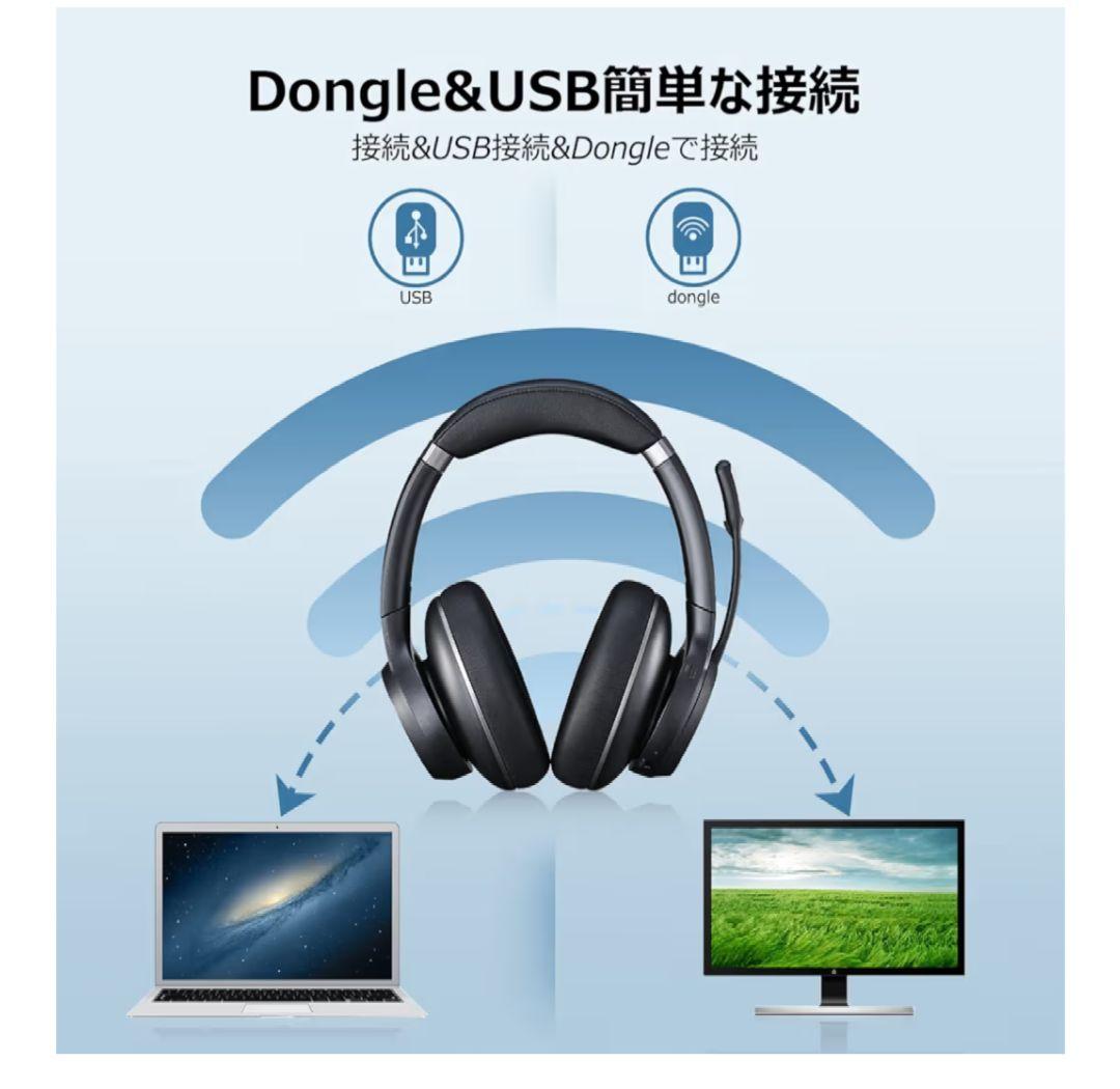 EMEET ワイヤレス ヘッドホン ヘッドセット eMeet HS 100