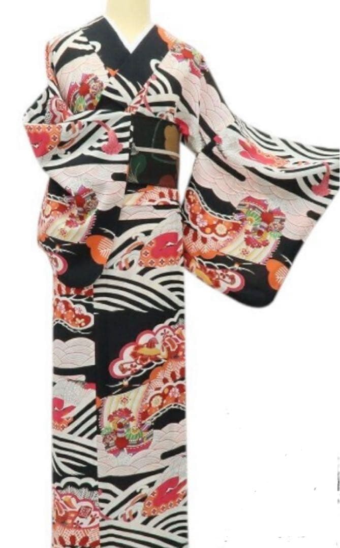 撫松庵謹製 宝尽くし セオアルファ 洗える夏着物